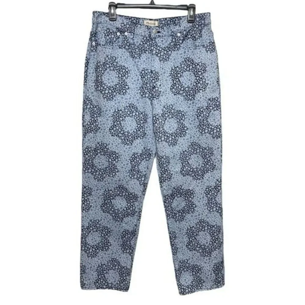 New MADEWELL Baggy Straight Jeans in Quilted Floral in Classic Indigo Size 30